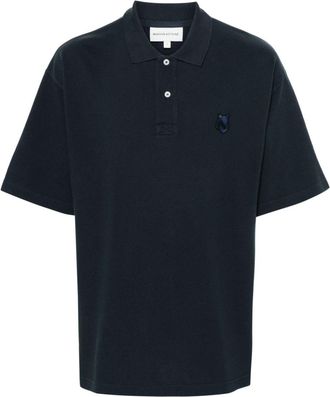 Maison Kitsuné Fox-patch polo shirt - men - Cotton - S - Blue