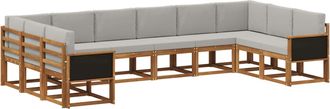 vidaXL Conjunto De Sof&aacute;s De Exterior 10 Uds. Natural Y Gris Claro Vidaxl