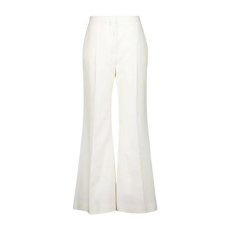 Givenchy White Flared Linen Canvas Trousers - female - Givenchy - Wide Trousers - White - M - Trousers