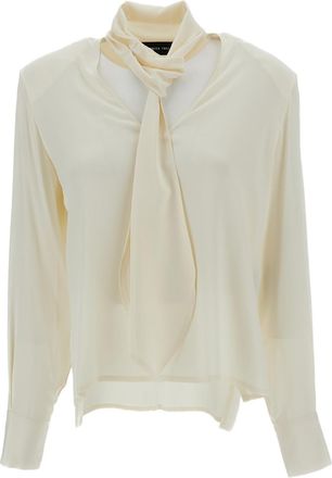 Federica Tosi Silk-Blend V-Neck Integrated Scarf Blouse