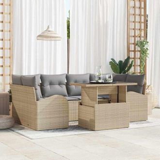 vidaXL Vidaxl - Conjunto De Sof&aacute; De Jard&iacute;n Manual 7 Pcs Beige 100 X 55 X 73 Cm