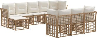 vidaXL Conjunto De Sof&aacute;s De Exterior Natural Y Crema Poli&eacute;ster Vidaxl