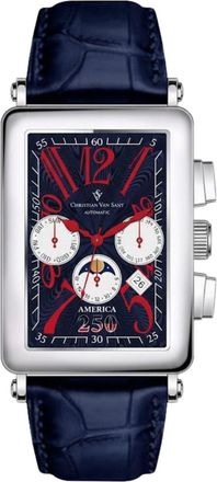 Christian Van Sant Mens Anniversary Blue Rectangle 52mm