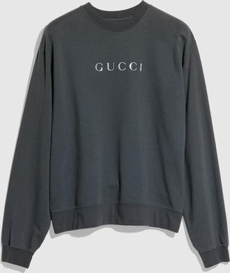 Gucci Cotton Jersey Sweatshirt With Print, Size XXXL, Grey
