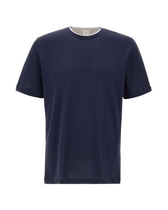 Eleventy Regular Fit Crew Neck T-Shirt In Giza Cotton