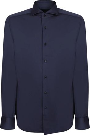 Dell'Oglio Lange mouwen katoenen overhemd - Heren - Casual Overhemden - Blauw - L - Katoen - Overhemden