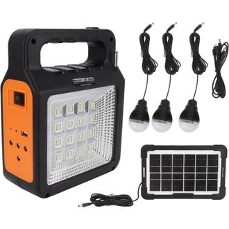 Elle Bater&iacute;a Solar Port&aacute;til De 6000 Mah - Panel Solar De 24,5 X 16 Cm - 3 Bombillas Led De 3 W - Peso: 1463 G. Ideal Para Acampar Y Viajar