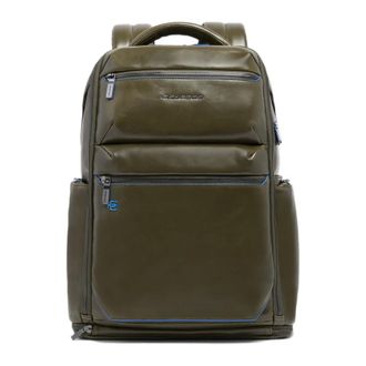 Piquadro Leren 15-6 Laptoprugzak met Schoencompartiment - Heren - Tassen - Groen - Maat: ONE Size Leer