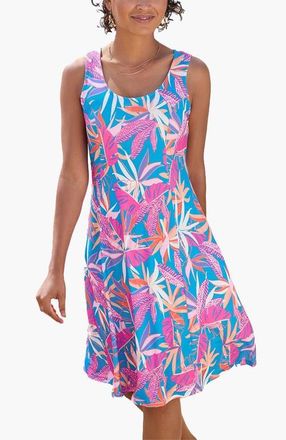 Lascana Womens Strappy Back Print Dress in Blue & Pink at Nordstrom, Size 10