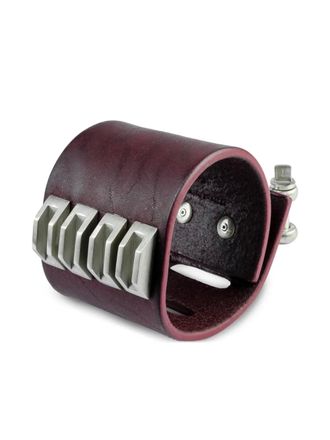 Parts Of Four Restraint Charm inverted-pyramid studs bracelet - unisex - Buffalo Leather/Bronze - M - Purple