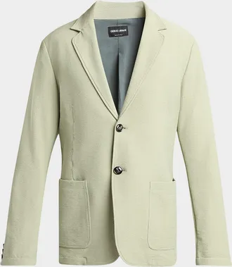 Giorgio Armani Men & apos;s Seersucker Patch-Pocket Blazer