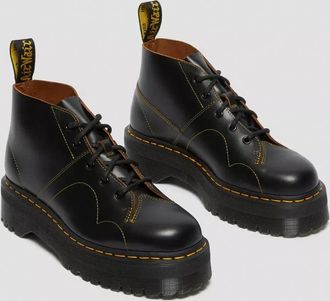Dr. Martens Womens Dr. Martens Church 25357001 Black Leather Platform Monkey Boots ZOGG2119