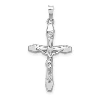 Diamond2Deal 14k White Gold Polished INRI Crucifix Pendant