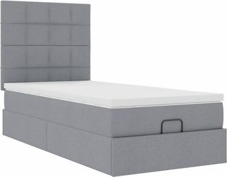 vidaXL Vidaxl - Estructura De Cama Otomana Con Colch&oacute;n Tela Gris Claro 80x200cm