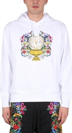 Versace Jeans Couture White Logo Regular Hoodie