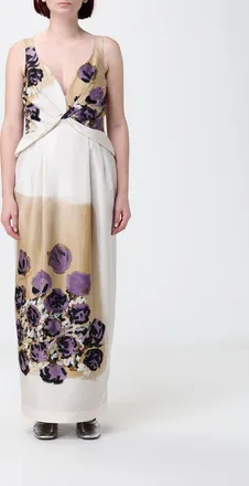 Antonio Marras Abito lungo in seta con stampa floreale