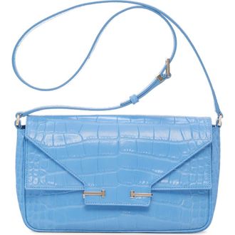 Tom Ford Small Aube Croc Embossed Leather Shoulder Bag in Lichen Blue at Nordstrom