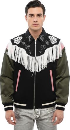 Dsquared2 Black Shirt Collar Varsity Jacket