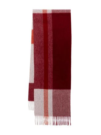 N.Peal cashmere checked scarf - Red