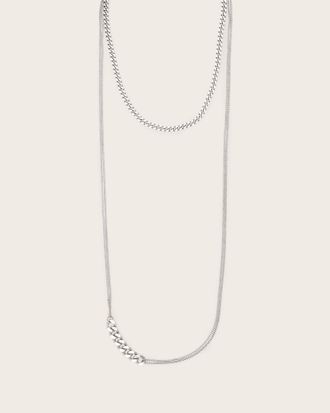 AllSaints Brass Fern Multi Chain Necklace, Size: One Size