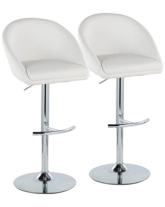LumiSource LumiSource Set of 2 Matisse Highback Contemporary/Glam Adjustable Bar Stools with Footrest