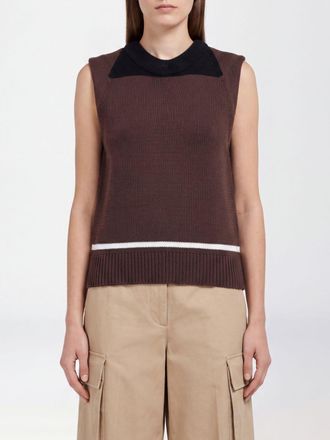 Marni Off-the-Shoulder Cotton Knit Top with Contrast Logo