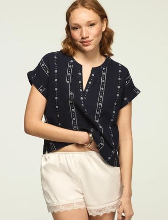 Lucky Brand Womens Novelty Popover Shirt