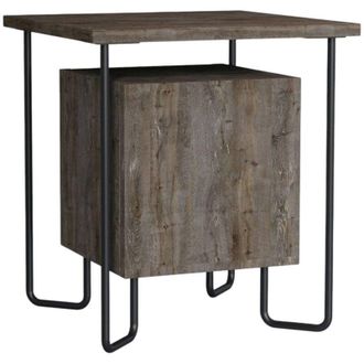 Dmora Dmora - Mesa De Noche Nargis, C&oacute;moda Baja, Mesilla De Noche, Estante De La Cama, 40x40 H45 Cm, Marr&oacute;n