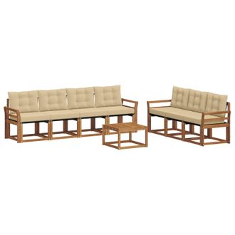 vidaXL Conjunto De Sof&aacute;s De Exterior Con Coj&iacute;n 8 Pcs Natural Y Beige Vidaxl