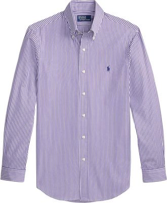 Ralph Lauren Overhemden, Heren, Paars, S, Katoen, Gestreept Logo Shirt