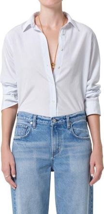 Citizens Of Humanity Avni Slim Fit Button-Up Shirt in Blue Microstripe at Nordstrom, Size X-Small