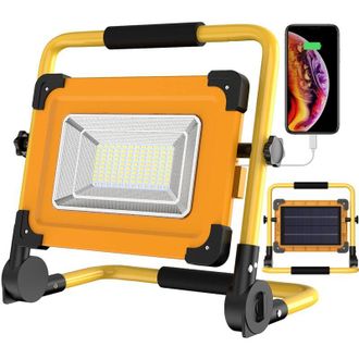 Elle L&aacute;mpara De Trabajo Solar Led De 100 W - 120 Led - 12000 Mah - Resistente Al Agua Ip65 - 4 Modos De Iluminaci&oacute;n Para Obras De Construcci&oacute;n Y Acampada