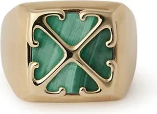 Off-white Malachite Arrow Signet Ring in Yellow Gold at Nordstrom, Size 10