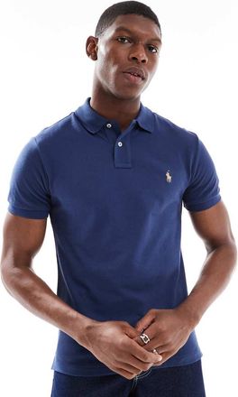 Polo Ralph Lauren Polo slim in piqué color blu navy con logo