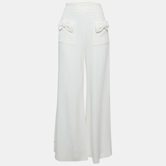 Elisabetta Franchi Crepe Bow Detail Flared Trousers