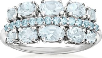 Ross-Simons 1.00 Aquamarine and.20 Swiss Blue Topaz Ring in Sterling Silver
