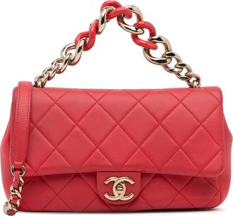 Chanel Pre-owned Womens Quilted Leather Chain Handbag - Light Pink - One Size
