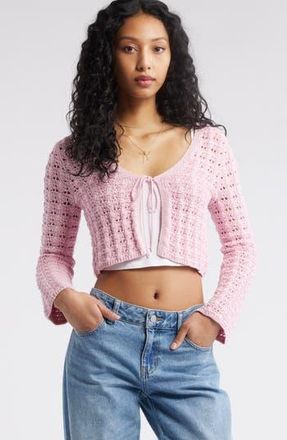 BP. Fly Away Open Stitch Cardigan in Pink Cameo at Nordstrom Rack, Size Medium