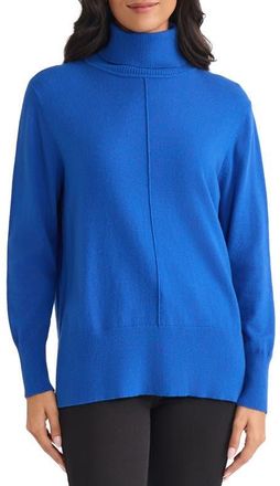 Jones New York Turtleneck Seam Front Bouclé Sweater in Sapphire at Nordstrom, Size X-Large