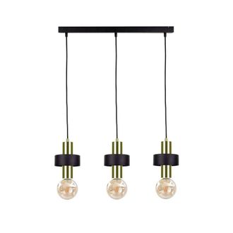 Netlighting Unica Bar Pendant Ceiling Light Black Gold 60cm 3x E27