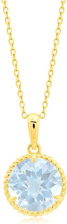 MAX + STONE 14k Yellow or White Gold Roped Halo 8mm Round Gemstone Pendant Necklace