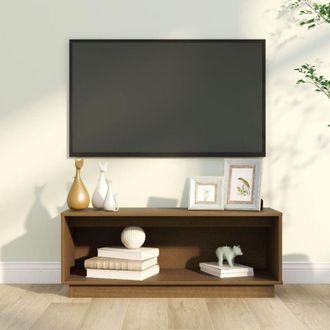 vidaXL Vidaxl - Mueble De Tv Madera Maciza De Pino Marr&oacute;n Miel 90x35x35 Cm
