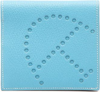 Herm&egrave;s Blue Celeste Chevre Myzore Leather Wallet (Bi-Fold) (Pre-Owned)
