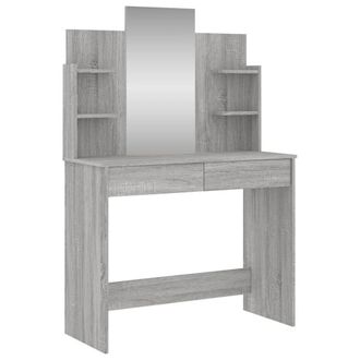 Berkfield Home Dressing Table with Mirror Grey Sonoma 96x39x142 cm | Size: 96 x 39 x 142 cm