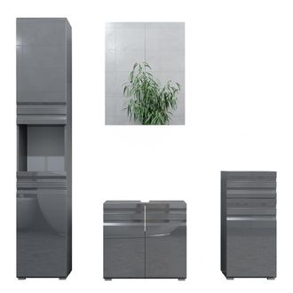 Vicco Conjunto De Muebles De Ba&ntilde;o Freddy, Antracita Alto Brillo, 4 Piezas