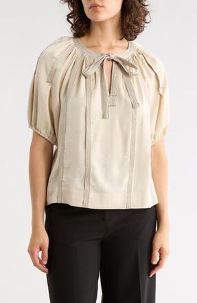 DKNY Contrast Stitch Top in Ecru at Nordstrom Rack, Size X-Large