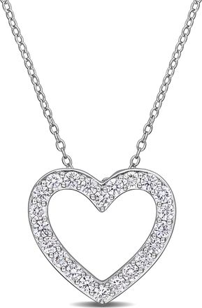 Mimi & Max Created Forever 1ct or 1/2ct TDW Lab-Grown Diamond Open Heart Necklace Sterling Silver