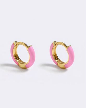 Emma Pills Mini Enamel Huggies in Candy Pink at Nordstrom, Size X-Small