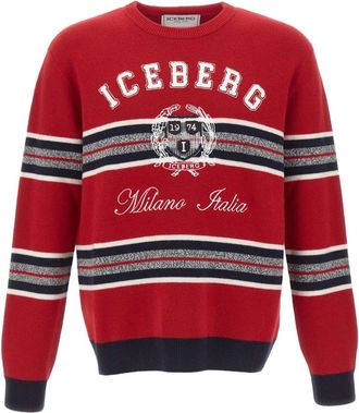 Iceberg Trui met ronde hals - Heren - Ronde hals truien - Rood - M - Wol - Truien & Vesten