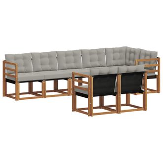 vidaXL Conjunto De Sof&aacute;s De Exterior 8 Pcs Gris Natural Y Claro Vidaxl